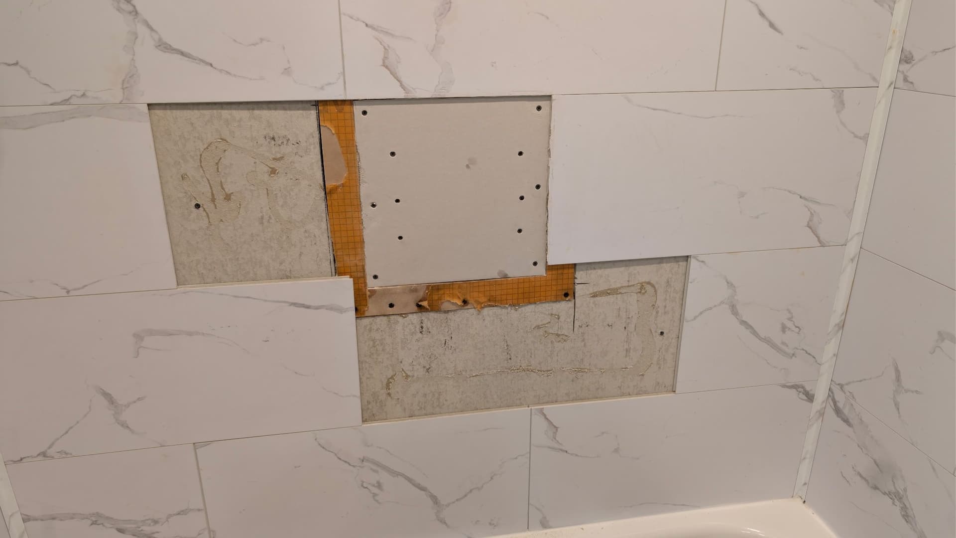 Gallery photos for Closing Up a Built-In Shelf for a Cleaner Bathroom Wall: Image #2