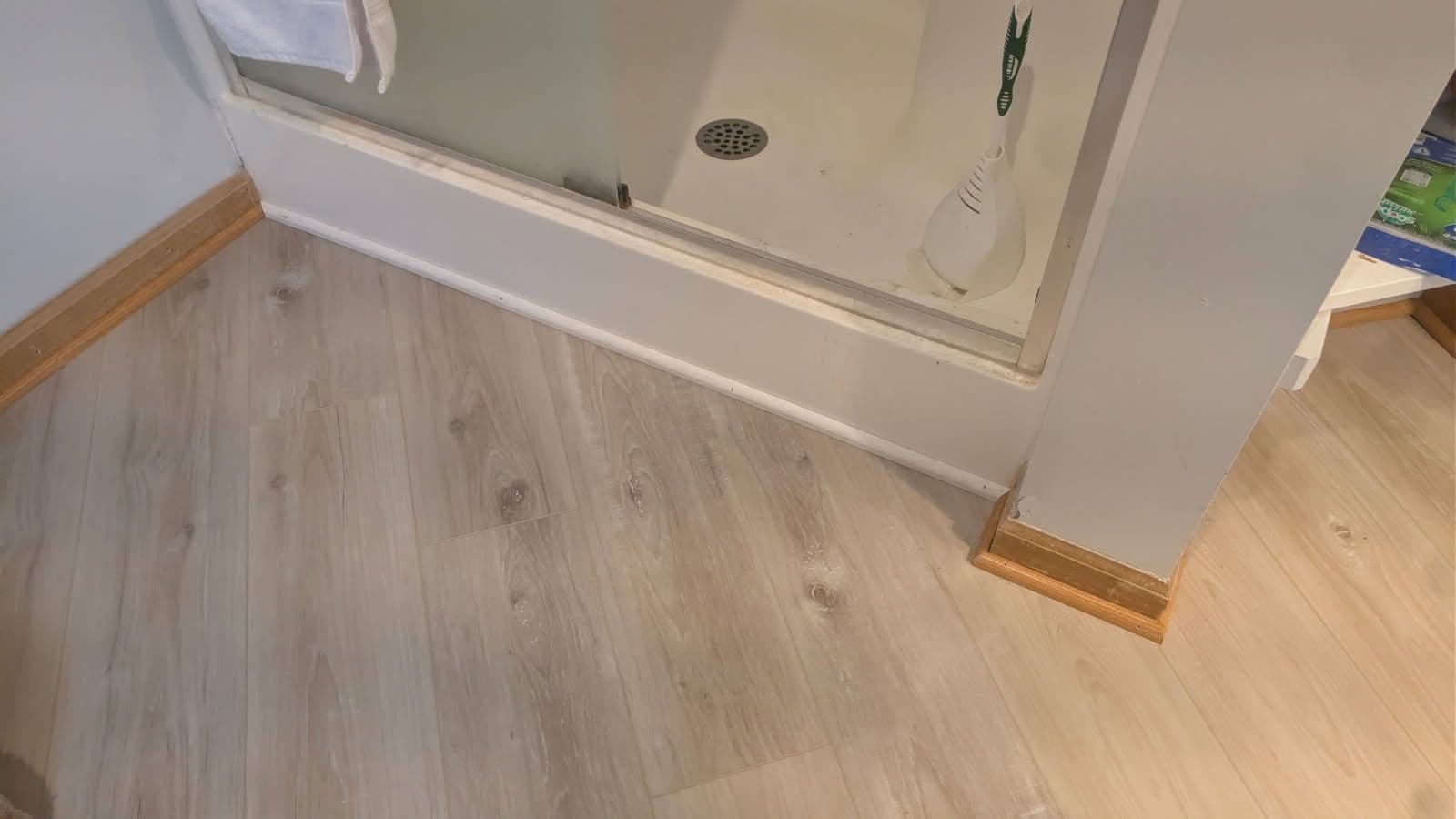 Gallery photos for Bathroom Upgrade with Light Wood Flooring and Modern Fixtures: Image #1