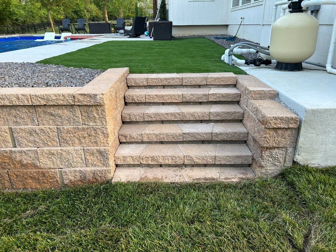 Gallery photos for Stunning Retaining Wall and Steps Transformation: Image #1
