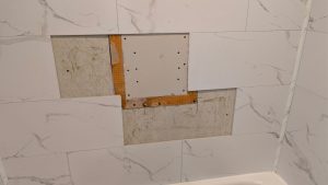 Gallery photos for Closing Up a Built-In Shelf for a Cleaner Bathroom Wall: Image #2