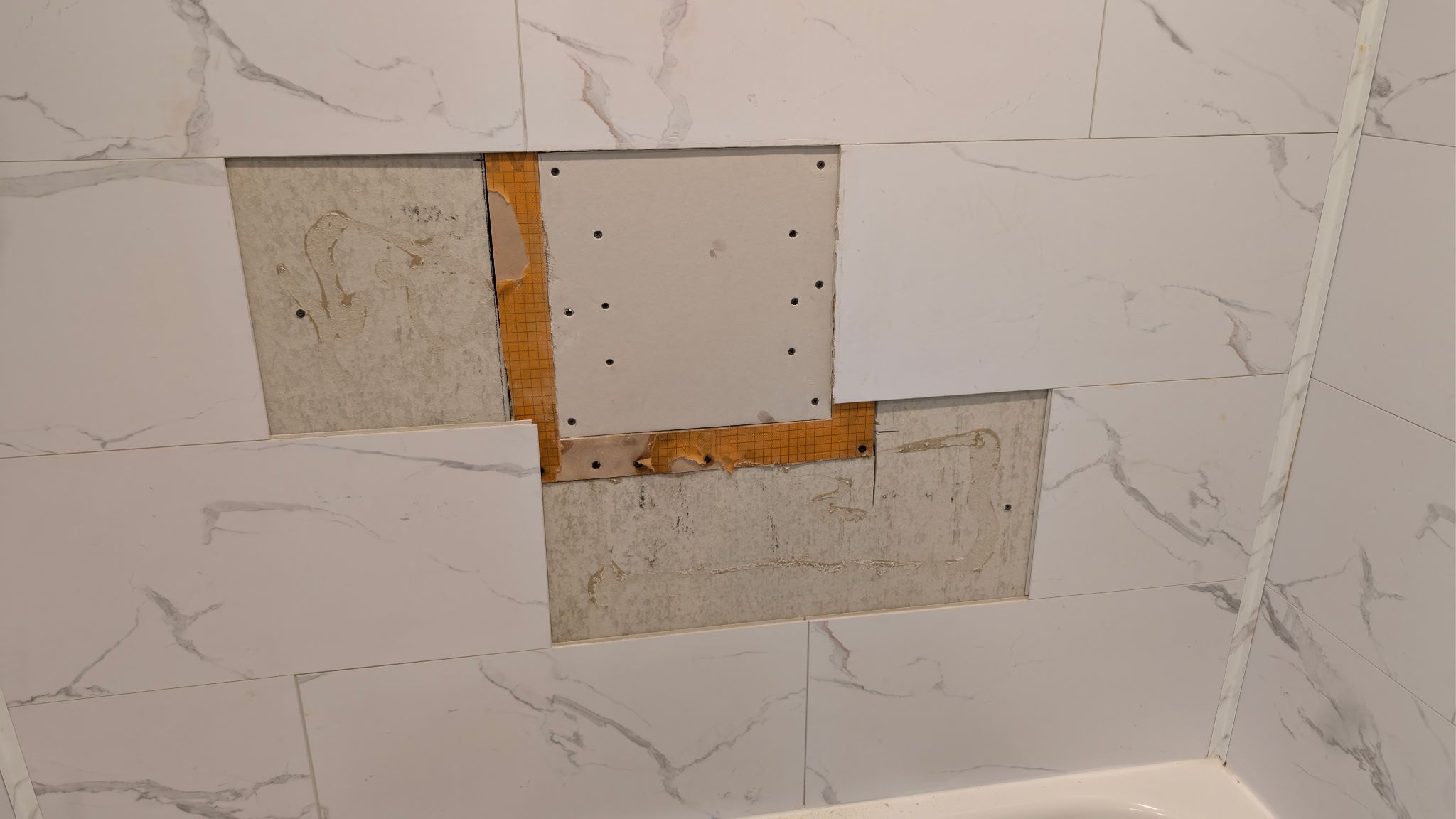 Gallery photos for Closing Up a Built-In Shelf for a Cleaner Bathroom Wall: Image #2